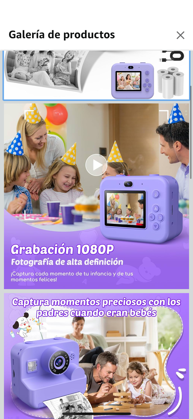 Cámara Instantánea Infantil Morada o rosa