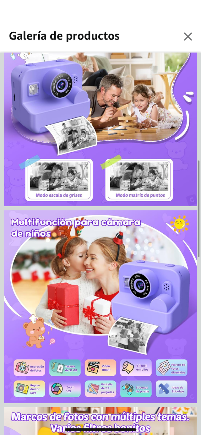 Cámara Instantánea Infantil Morada o rosa