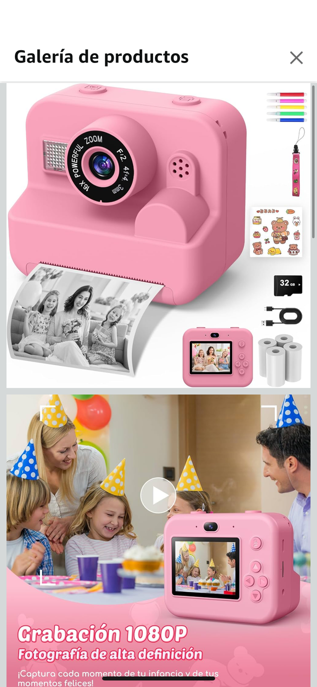 Cámara Instantánea Infantil Morada o rosa