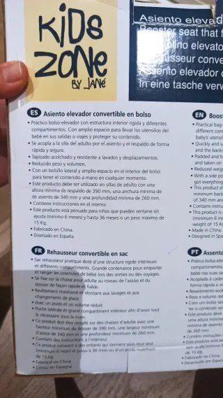 Trona portátil o asiento elevador Jané