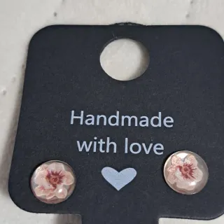 Pendientes florales rosas y plateados