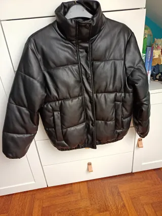 Cazadora efecto piel negra niña Talla XS/ 12 años