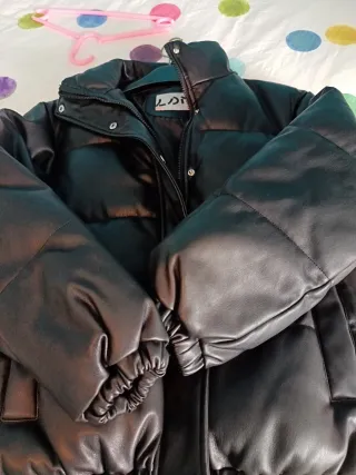 Cazadora efecto piel negra niña Talla XS/ 12 años