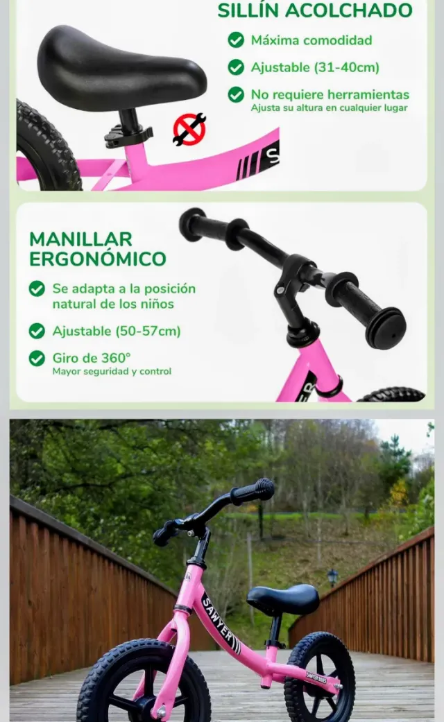 Bicicleta de equilibrio rosa Sawyer