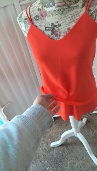 Blusa Naranja Tirantes Cruzados Talla 36
