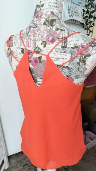 Blusa Naranja Tirantes Cruzados Talla 36