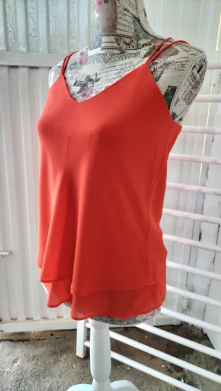 Blusa Naranja Tirantes Cruzados Talla 36