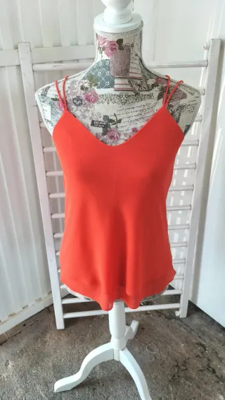 Blusa Naranja Tirantes Cruzados Talla 36
