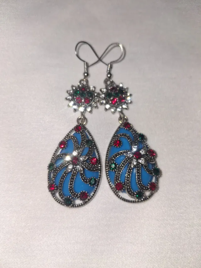 Pendientes bisuteria plateados con piedras