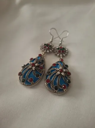 Pendientes bisuteria plateados con piedras