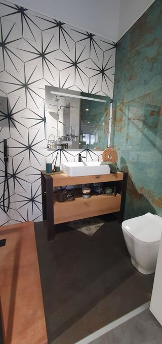 Mueble de baño madera y metal 120x50