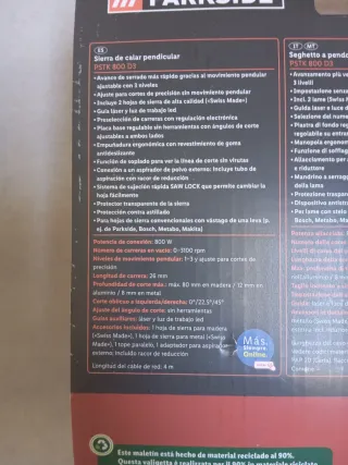 Sierra de calar Parkside PSTK 800 D3 completo