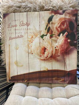 Cuadro Vintage Flores y Cita Romántica