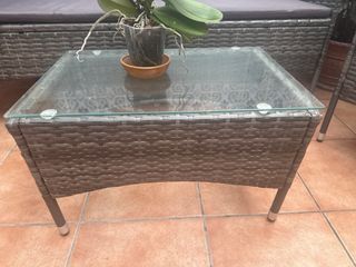 Conjunto Muebles Jardín Ratán Gris