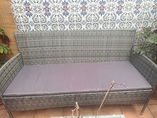 Conjunto Muebles Jardín Ratán Gris