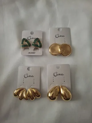 Lote Pendientes Cuna dorados y verdes