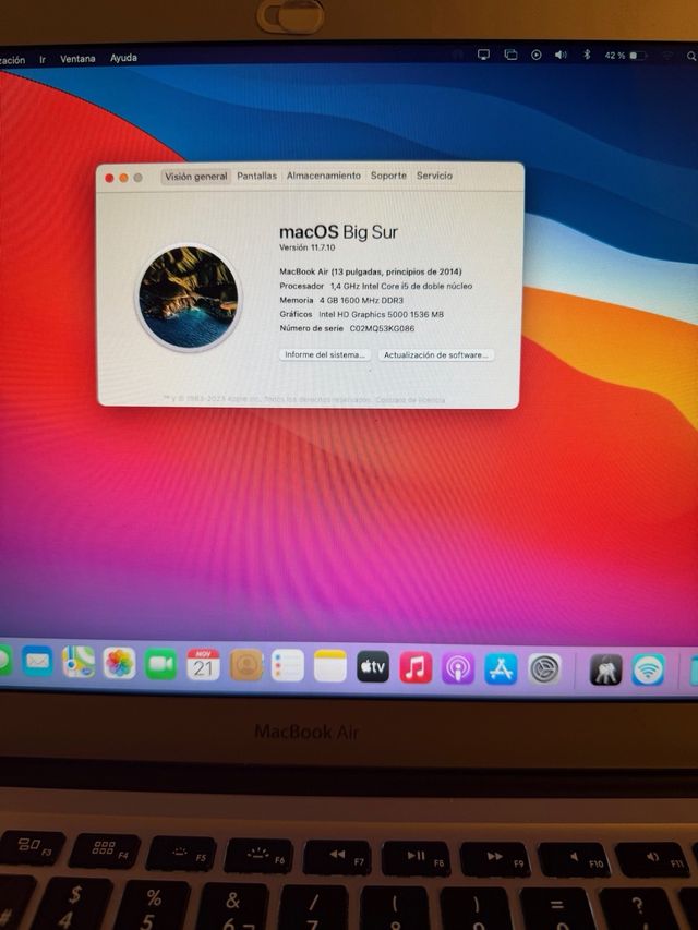 Macbook Air 13 2014 Plata