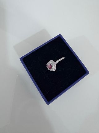 Anillo Corazón Rosa Swarovski Plata