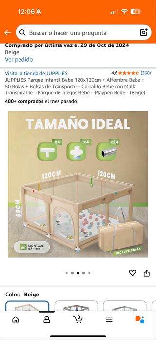 Parque infantil 120x120 con alfombra