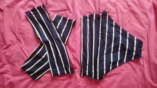 Bikini rayas azul marino con arandelas