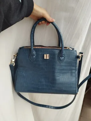 Borsa Twin Set blu effetto coccodrillo