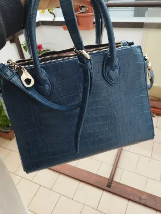 Borsa Twin Set blu effetto coccodrillo