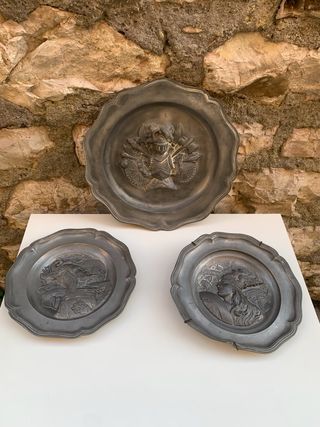 Set 3 Piatti Peltro Vintage