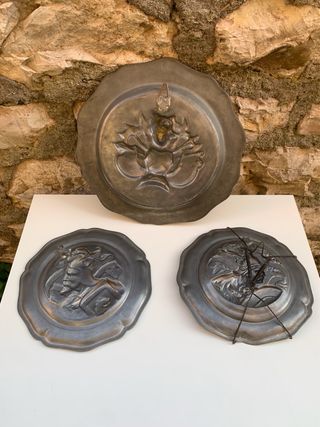 Set 3 Piatti Peltro Vintage