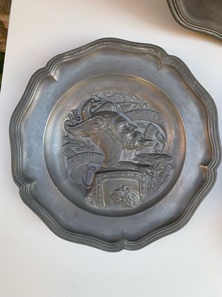 Set 3 Piatti Peltro Vintage