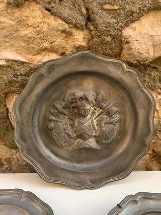 Set 3 Piatti Peltro Vintage