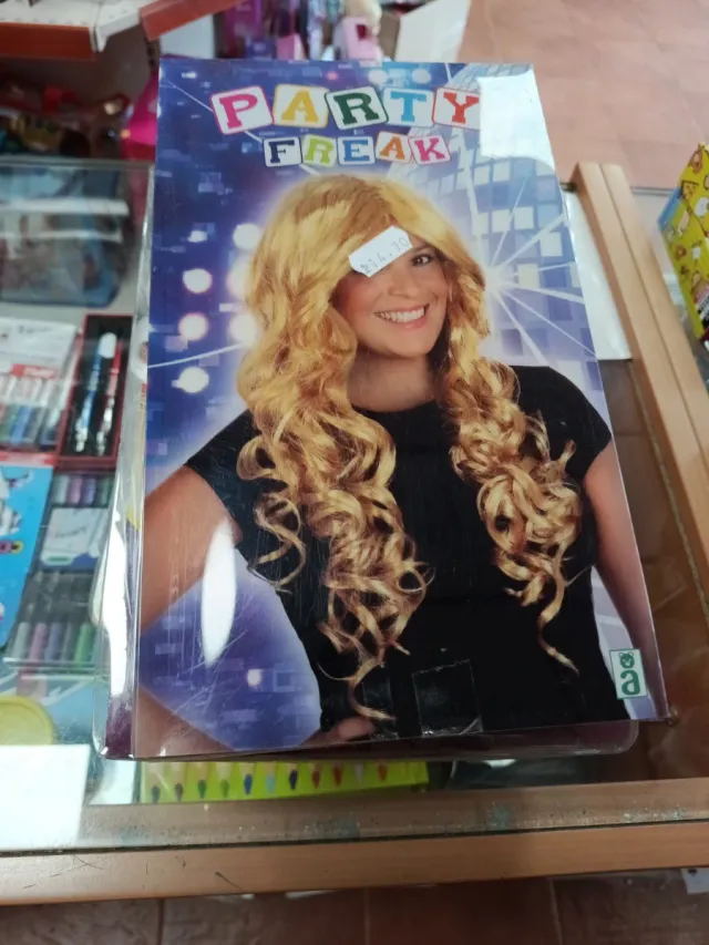 Peluca rubia rizada fiesta