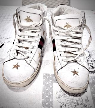 Zapatillas Gucci Ace Blancas y Doradas