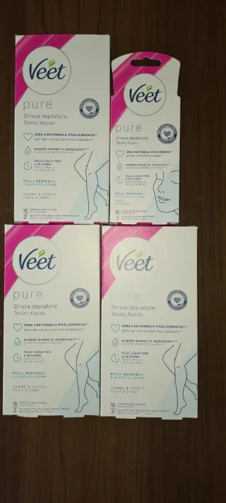Set 4 pezzi Veet Pure Strisce depilatorie