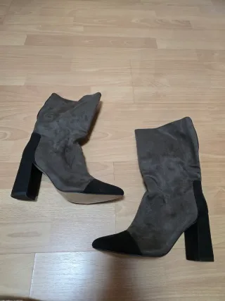 Botines tacón bloque punta cuadrada