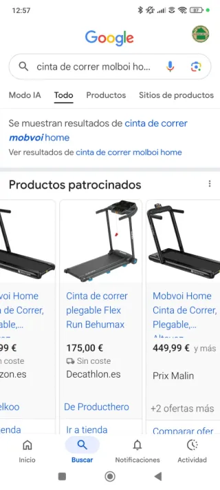 Cinta de correr plegable molboi home