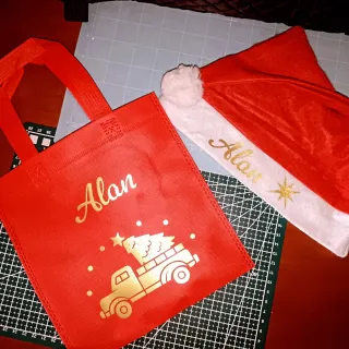 Gorro y bolso Papá Noel personalizado