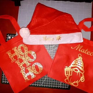Gorro y bolso Papá Noel personalizado