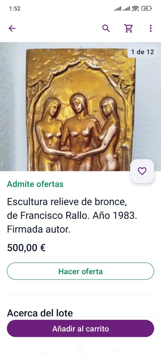 Placca in bronzo di FRANCISCO RALLO firmata e datata