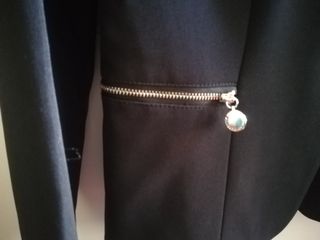 Americana Morgan negra entallada cremalleras 38