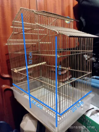 Jaula dorada con bandeja transparente