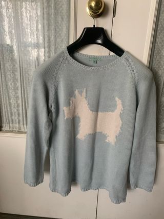 Jersey Nanos perro blanco azul talla 14