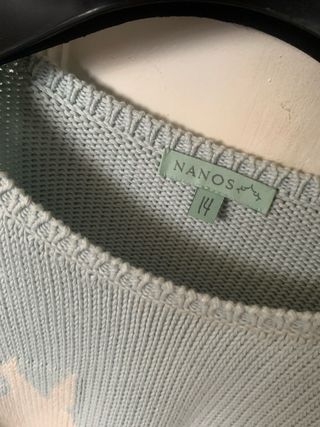 Jersey Nanos perro blanco azul talla 14