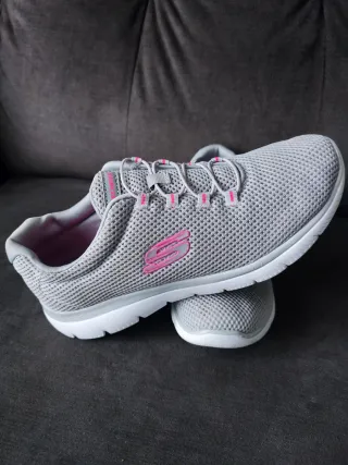 Zapatillas Skechers Mujer Gris y Rosa