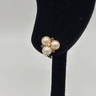 Pendientes Oro 18kt Perlas diamantes y Rubíes