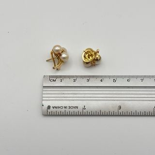 Pendientes Oro 18kt Perlas diamantes y Rubíes