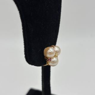 Pendientes Oro 18kt Perlas diamantes y Rubíes