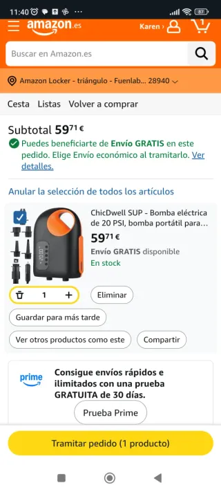Bomba de aire eléctrica portátil