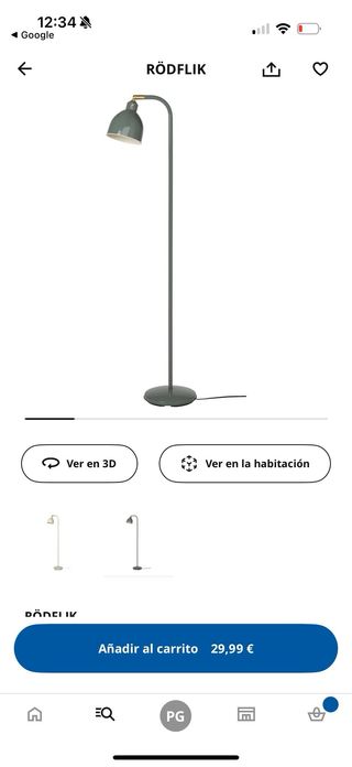 Lámpara de pie verde y dorada