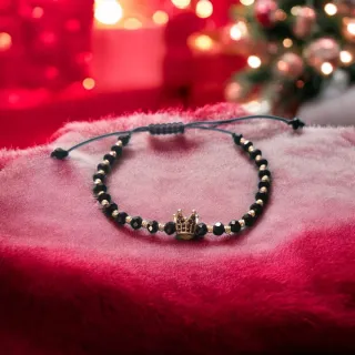 Pulsera Oro 14k Negra Corona