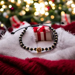 Pulsera Oro 14k Negra Corona